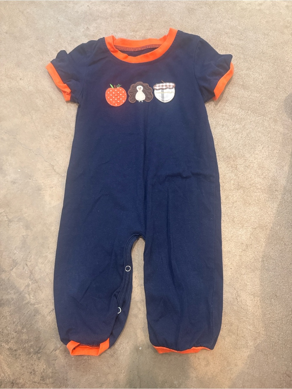& Other Stories Navy One-Piece Romper with Orange Trim